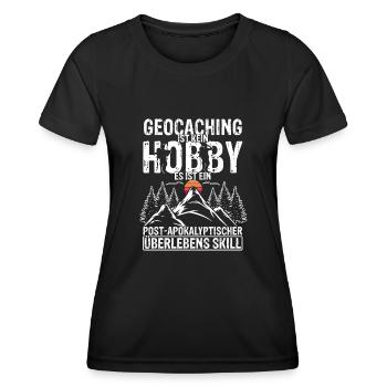 Geocaching Ist Kein Hobby - GPS Cache Fans Schnitz - Frauen Funktions-T-Shirt - Schwarz - Vorne - AI Model Female 172 light (172cm)