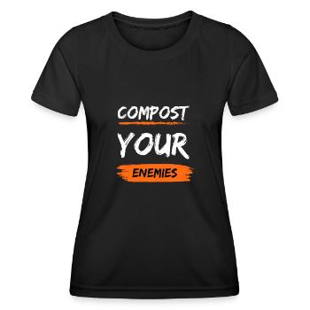 Compostez vos ennemis - T-shirt sport Femme - noir - Devant - AI Model Female 172 light (172cm)