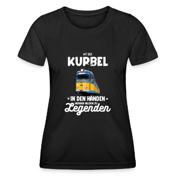 Mit Der Kurbel Helden Legenden GT8 Straßenbahn - Frauen Funktions-T-Shirt - Schwarz - Vorne - AI Model Female 172 light (172cm)