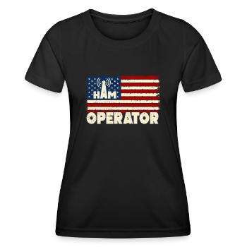 Opérateur de jambon Drapeau américain - T-shirt sport Femme - noir - Devant - AI Model Female 172 light (172cm)