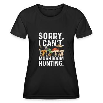 Mushroom hunting, mushrooms, morels, mushroom picking, foraging - Women's Functional T-Shirt - black - Front - AI Model Female 172 light (172cm)