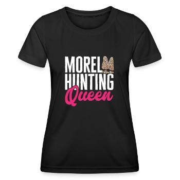 Mushroom hunting, mushrooms, morels, mushroom picking, foraging - Women's Functional T-Shirt - black - Front - AI Model Female 172 light (172cm)