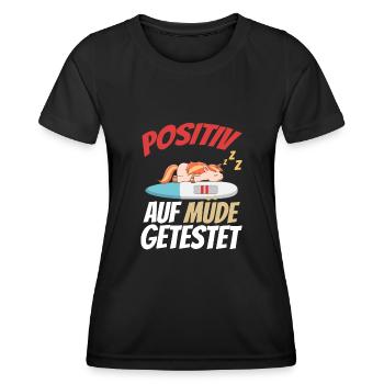 Positiv getestet für Müder Elefant - Frauen Funktions-T-Shirt - Schwarz - Vorne - AI Model Female 172 light (172cm)