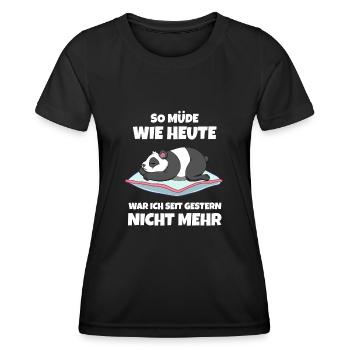 Positiv getestet für Müder Panda - Frauen Funktions-T-Shirt - Schwarz - Vorne - AI Model Female 172 light (172cm)
