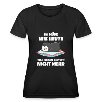 Positiv getestet für Müder Pinguin - Frauen Funktions-T-Shirt - Schwarz - Vorne - AI Model Female 172 light (172cm)