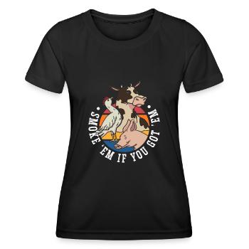 Smok 'em If You Got 'em Meat Saison des barbecues - T-shirt sport Femme - noir - Devant - AI Model Female 172 light (172cm)