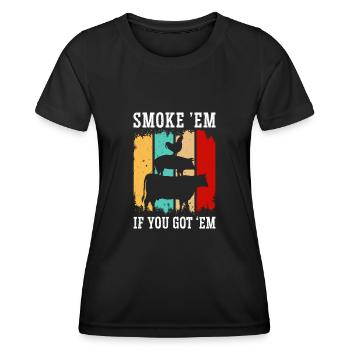 Smok 'em If You Got 'em Meat Saison des barbecues - T-shirt sport Femme - noir - Devant - AI Model Female 172 light (172cm)