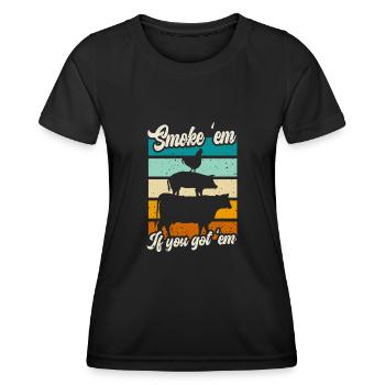 Smok 'em If You Got 'em Meat Saison des barbecues - T-shirt sport Femme - noir - Devant - AI Model Female 172 light (172cm)