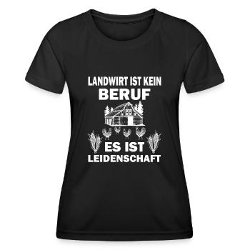LANDWIRT I LIEBE I LEIDENSCHAFT DESIGN BAUER - Frauen Funktions-T-Shirt - Schwarz - Vorne - AI Model Female 172 light (172cm)