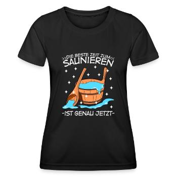 Sauna Saunieren Saunisten Saunist - Frauen Funktions-T-Shirt - Schwarz - Vorne - AI Model Female 172 light (172cm)