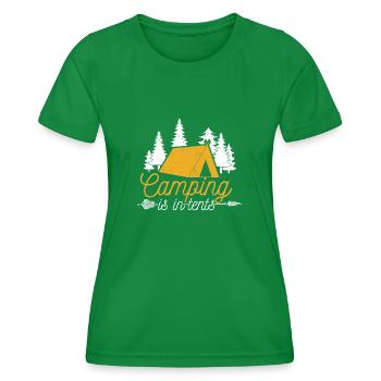 Le camping est amusant dans les tentes Le bonheur des voyages en plein air - T-shirt sport Femme - vert - Devant - AI Model Female 172 dark (172cm)