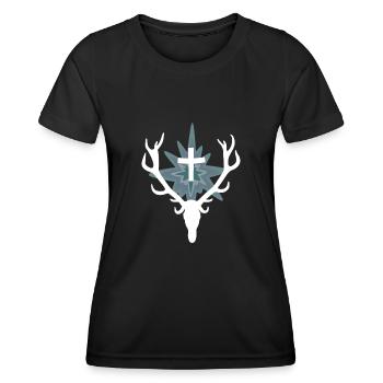 Hubertus Hirsch Hunter Logo - Women's Functional T-Shirt - black - Front - AI Model Female 172 light (172cm)