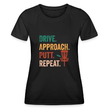 Discgolf Disc Golf Frisbee - Women's Functional T-Shirt - black - Front - AI Model Female 172 light (172cm)