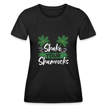 Lustige Irische Saint Patricks Day Shake Your - Frauen Funktions-T-Shirt - Schwarz - Vorne - AI Model Female 172 light (172cm)