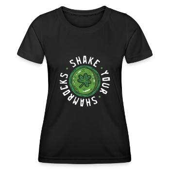 Lustige Irische Saint Patricks Day Shake Your - Frauen Funktions-T-Shirt - Schwarz - Vorne - AI Model Female 172 light (172cm)