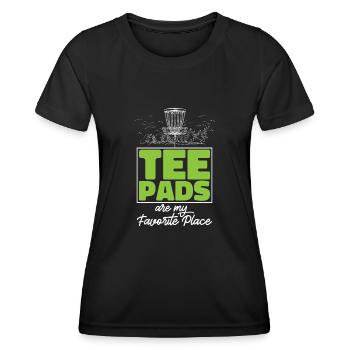 Discgolf Disc Golf Frisbee - Frauen Funktions-T-Shirt - Schwarz - Vorne - AI Model Female 172 light (172cm)