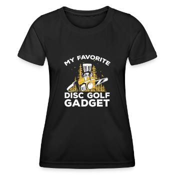 Discgolf Disc Golf Frisbee - Frauen Funktions-T-Shirt - Schwarz - Vorne - AI Model Female 172 light (172cm)