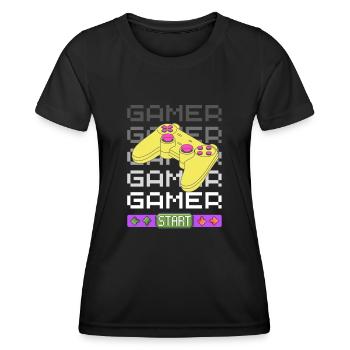 Joueurs fois Five avec l’ambiance des années 80 - T-shirt sport Femme - noir - Devant - AI Model Female 172 light (172cm)