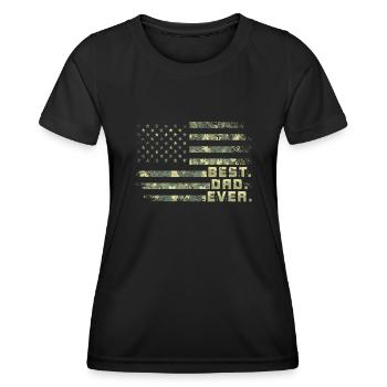 Papa Camo Drapeau américain Fête des pères Militaire pour - T-shirt sport Femme - noir - Devant - AI Model Female 172 light (172cm)