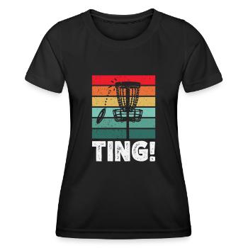 Discgolf Disc Golf Frisbee - Frauen Funktions-T-Shirt - Schwarz - Vorne - AI Model Female 172 light (172cm)
