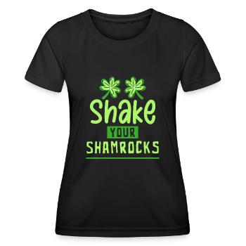 Lustige Irische Saint Patricks Day Shake Your - Frauen Funktions-T-Shirt - Schwarz - Vorne - AI Model Female 172 light (172cm)