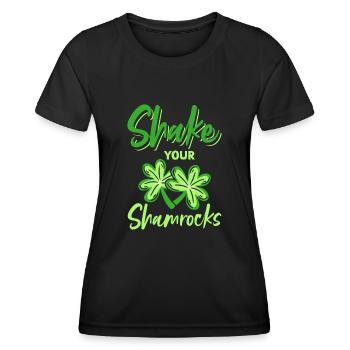 Lustige Irische Saint Patricks Day Shake Your - Frauen Funktions-T-Shirt - Schwarz - Vorne - AI Model Female 172 light (172cm)
