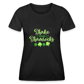 Lustige Irische Saint Patricks Day Shake Your - Frauen Funktions-T-Shirt - Schwarz - Vorne - AI Model Female 172 light (172cm)