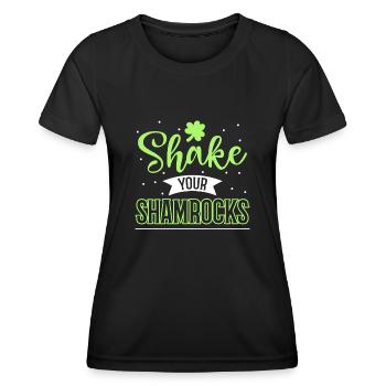 Lustige Irische Saint Patricks Day Shake Your - Frauen Funktions-T-Shirt - Schwarz - Vorne - AI Model Female 172 light (172cm)