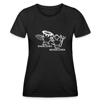Engelchen Teufelchen Bengelchen Bengel - Frauen Funktions-T-Shirt - Schwarz - Vorne - AI Model Female 172 light (172cm)