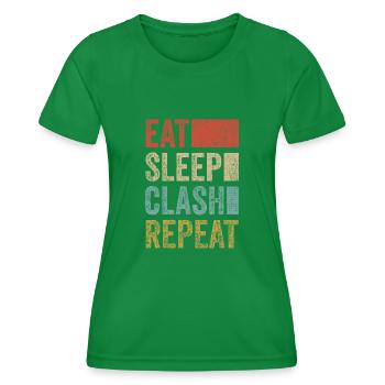 Eat Sleep Clash Repeat Vintage Gaming Clan - Women's Functional T-Shirt - kelly green - Front - AI Model Female 172 dark (172cm)