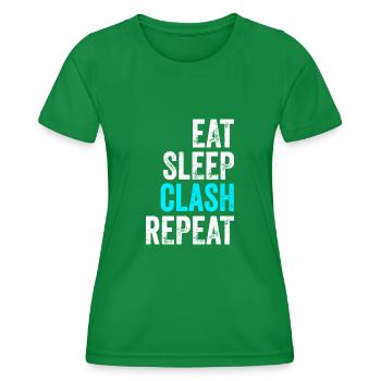 Mens Gaming Clan idea Eat Sleep Clash Repeat - Women's Functional T-Shirt - kelly green - Front - AI Model Female 172 dark (172cm)