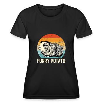 Meerschweinchen Idee, Pelzige Kartoffel - Frauen Funktions-T-Shirt - Schwarz - Vorne - AI Model Female 172 light (172cm)