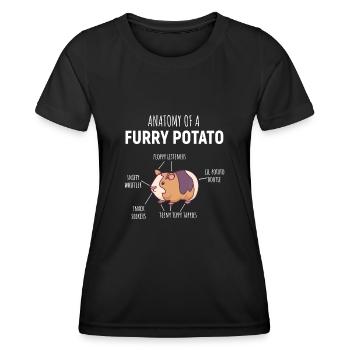 Anatomie eines pelzigen Kartoffel-Meerschweinchen-Liebhabers - Frauen Funktions-T-Shirt - Schwarz - Vorne - AI Model Female 172 light (172cm)