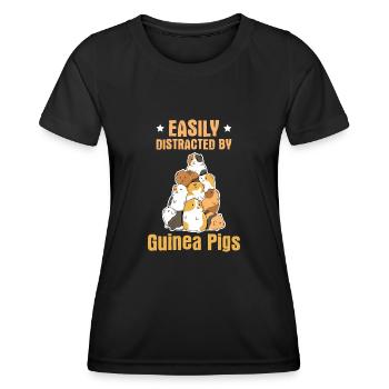 Citation cochon d’Inde pour un amoureux de la Guinée - T-shirt sport Femme - noir - Devant - AI Model Female 172 light (172cm)