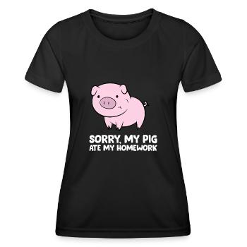 Cochons Enfants École Amour Cochons Désolé - T-shirt sport Femme - noir - Devant - AI Model Female 172 light (172cm)