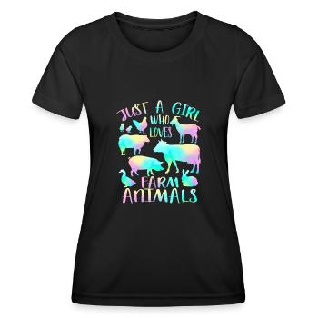 Nur ein Mädchen, das Nutztiere liebt - Frauen Funktions-T-Shirt - Schwarz - Vorne - AI Model Female 172 light (172cm)