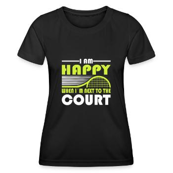 Tennis Saying Happy When in Next To The Court - Women's Functional T-Shirt - black - Front - AI Model Female 172 light (172cm)