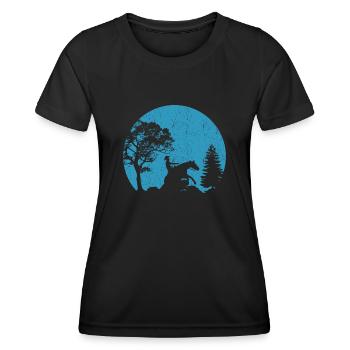 Cavalier Reining Équitation Moon Western Riding - T-shirt sport Femme - noir - Devant - AI Model Female 172 light (172cm)