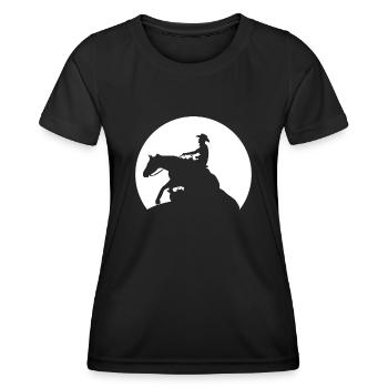 Reining Moon Riding Western Riding - T-shirt sport Femme - noir - Devant - AI Model Female 172 light (172cm)