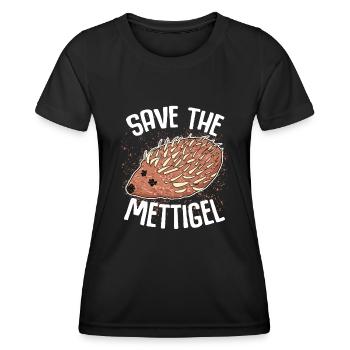 Mettigel Mettbrötchen Hackfleisch Mett - Frauen Funktions-T-Shirt - Schwarz - Vorne - AI Model Female 172 light (172cm)