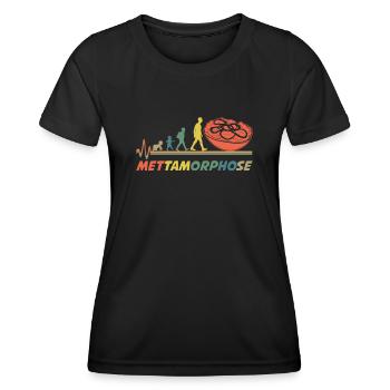 Mettbrötchen Hackfleisch Mett - Frauen Funktions-T-Shirt - Schwarz - Vorne - AI Model Female 172 light (172cm)