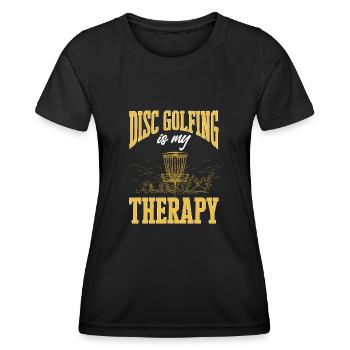 Discgolf Disc Golf Frisbee - Frauen Funktions-T-Shirt - Schwarz - Vorne - AI Model Female 172 light (172cm)