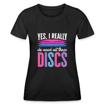 Discgolf Disc Golf Frisbee - Frauen Funktions-T-Shirt - Schwarz - Vorne - AI Model Female 172 light (172cm)