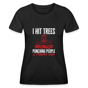 Discgolf Disc Golf Frisbee - Frauen Funktions-T-Shirt - Schwarz - Vorne - AI Model Female 172 light (172cm)