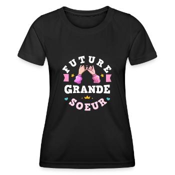 Future Grande Sœur Annonce Grossesse Fille - T-shirt sport Femme - noir - Devant - AI Model Female 172 light (172cm)