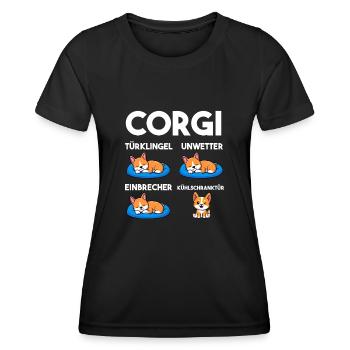 Hund Corgi - Frauen Funktions-T-Shirt - Schwarz - Vorne - AI Model Female 172 light (172cm)