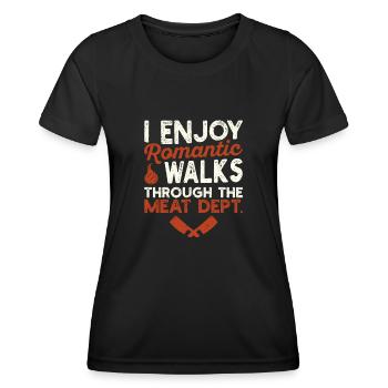Ich genieße romantische Spaziergänge Lustige BBQ - Frauen Funktions-T-Shirt - Schwarz - Vorne - AI Model Female 172 light (172cm)