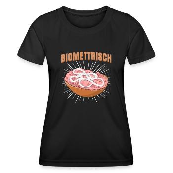 Mettbrötchen Biomettrisch Mettigel Mett - Frauen Funktions-T-Shirt - Schwarz - Vorne - AI Model Female 172 light (172cm)