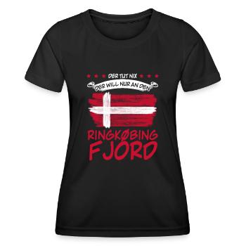 Ringkøbing Fjord lustig Dänemark - Frauen Funktions-T-Shirt - Schwarz - Vorne - AI Model Female 172 light (172cm)