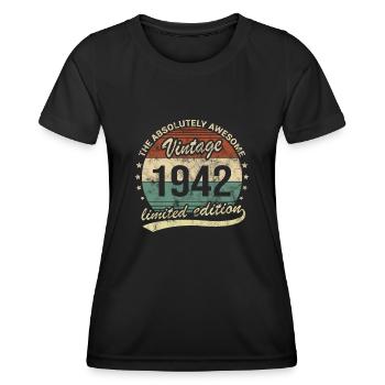 Génial depuis le design d’anniversaire rétro vintage 1942 - T-shirt sport Femme - noir - Devant - AI Model Female 172 light (172cm)